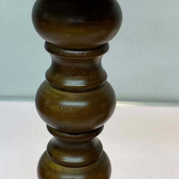 Vintage Wood Brass Set of 2 Candle Holders Homco Gold Tone 9.5"x4" MCM Retro - Picture 12 of 16